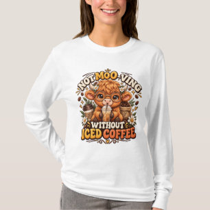 Cute Highland Cow Iced Coffee Lover Design T-Shirt