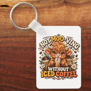 Cute Highland Cow Iced Coffee Lover Keychain