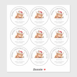 Cute Highland Cow Individual Names Merry Christmas