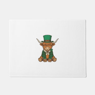 Cute Highland Cow Irish Clover Vintage Shirt Desig Doormat