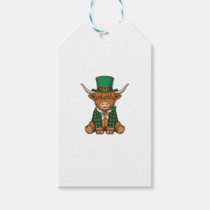 Cute Highland Cow Irish Clover Vintage Shirt Desig Gift Tags