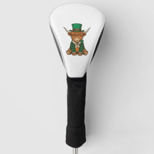 Cute Highland Cow Irish Clover Vintage Shirt Desig Golf Head Cover