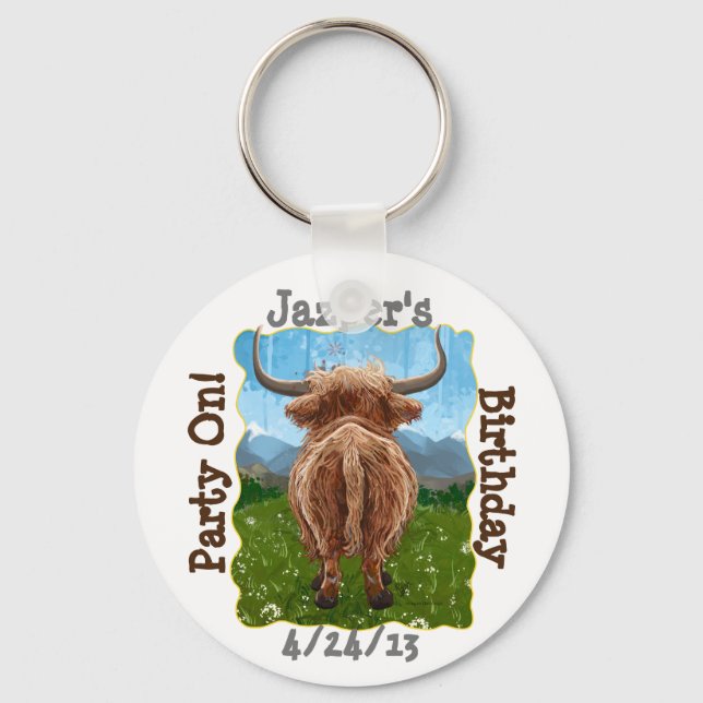 Cute Highland Cow Key Ring (Front)