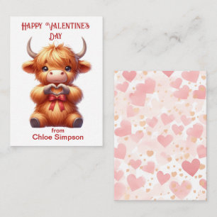 Cute Highland Cow Kid's Valentine Classroom Party Card