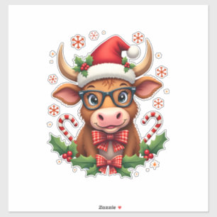 Cute Highland Cow Lover Santa Hat Western Christma