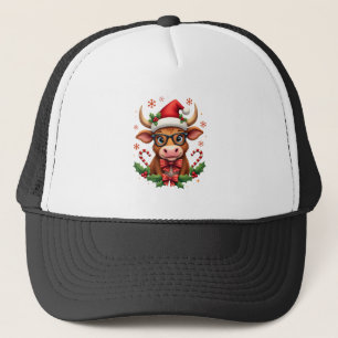 Cute Highland Cow Lover Santa Hat Western Christma
