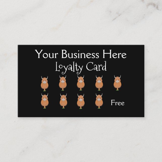 Cute Highland Cow Loyalty Card (Front)