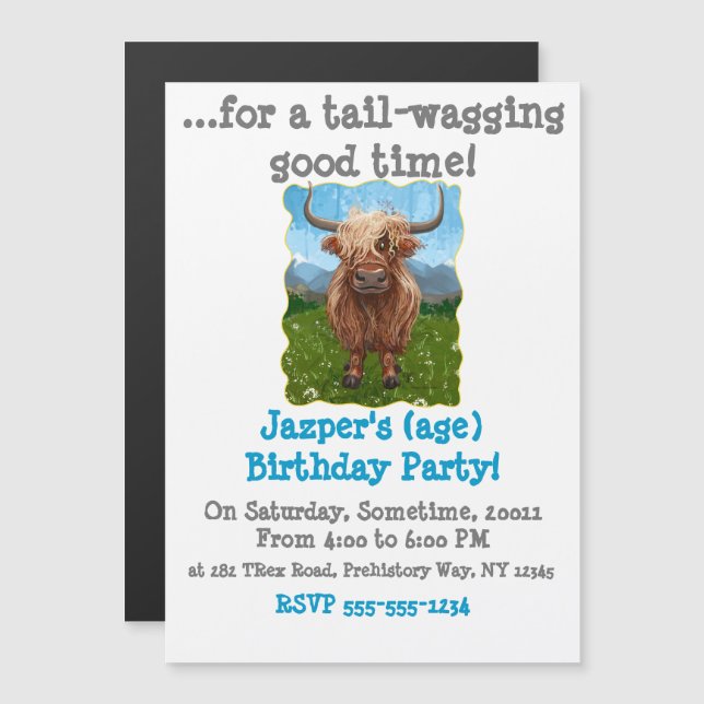 Cute Highland Cow Magnetic Invitation (Front/Back)