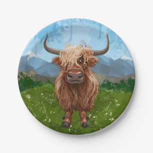 Cute Highland Cow Paper Plate