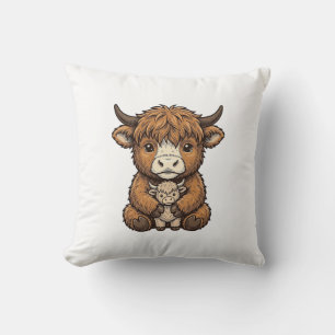 Cute Highland Cow Plush Vintage Engraving Shirt_1 Cushion