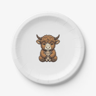 Cute Highland Cow Plush Vintage Engraving Shirt_1 Paper Plate