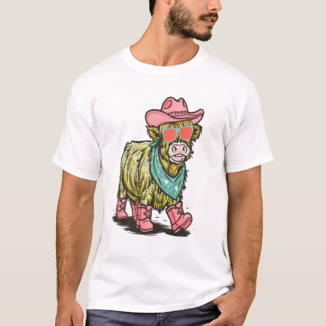 Cute Highland Cow Png, Western T-Shirt (Front)