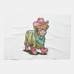 Cute Highland Cow Png, Western Tea Towel