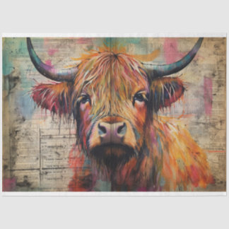 Cute Highland Cow Portrait Ephemera Tissue Paper