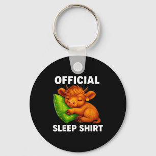 Cute Highland Cow Sleeng Cozy Llow Nighttime Calf Key Ring