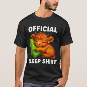 Cute Highland Cow Sleeng Cozy Llow Nighttime Calf T-Shirt