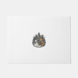 Cute Highland Cow Snowman Winter Shirt Design_1 Doormat