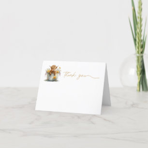cute highland cow thank you card