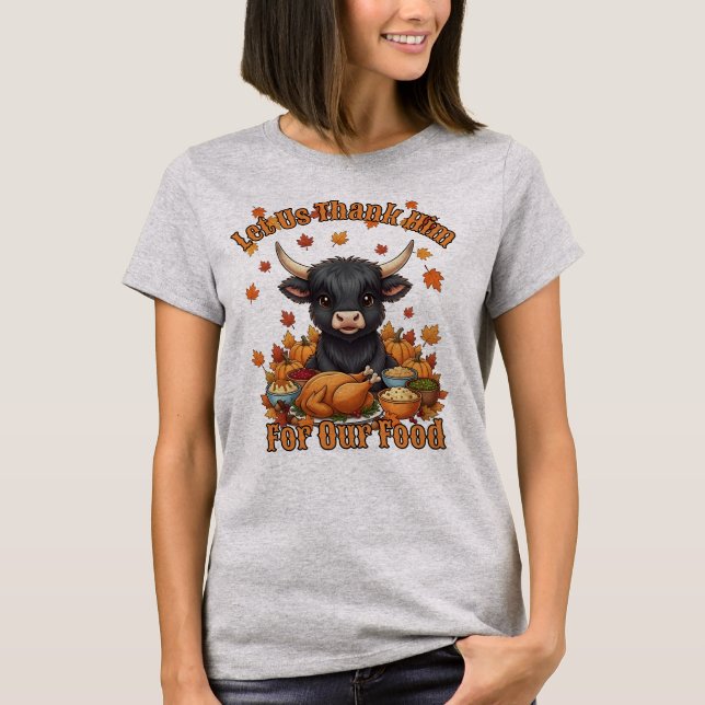 Cute Highland Cow Thanksgiving Feast Tee (Front)