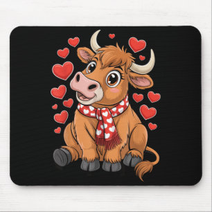 Cute Highland Cow Valentine Day Funny Hearts Women Mouse Mat