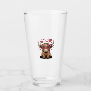 Cute Highland Cow Valentine Heart Glasses Vector_1