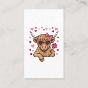 Cute Highland Cow Valentine Sunglasses Vector Desi Business Card