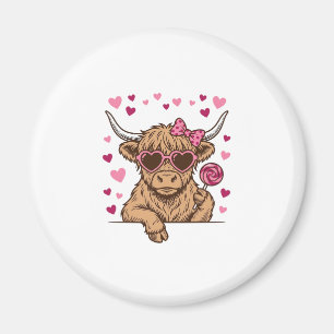 Cute Highland Cow Valentine Sunglasses Vector Desi Magnet