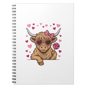 Cute Highland Cow Valentine Sunglasses Vector Desi Notebook