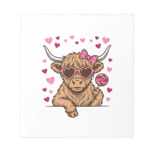 Cute Highland Cow Valentine Sunglasses Vector Desi Notepad