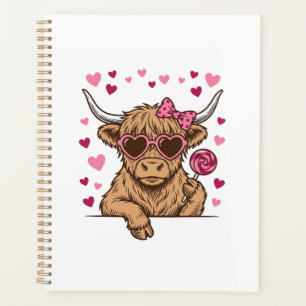 Cute Highland Cow Valentine Sunglasses Vector Desi Planner