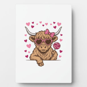 Cute Highland Cow Valentine Sunglasses Vector Desi Plaque