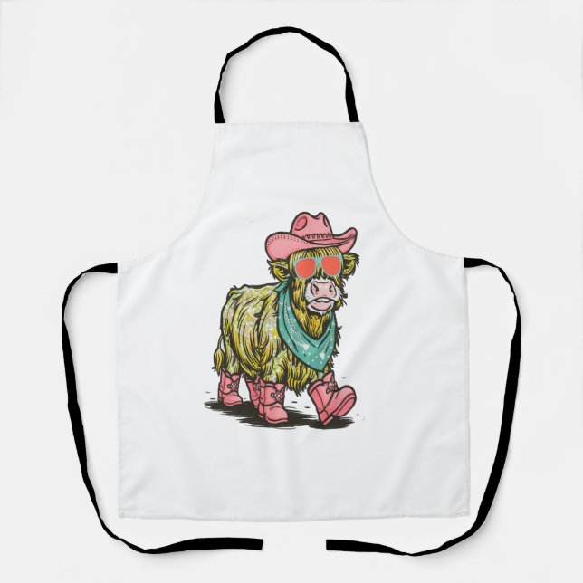 Cute Highland Cow , Western Apron (Front)