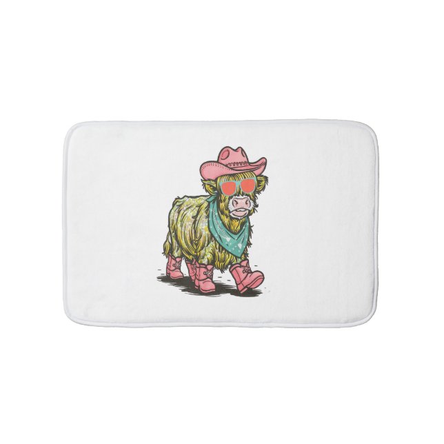 Cute Highland Cow , Western Bath Mat (Front)