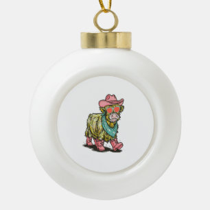 Cute Highland Cow , Western Ceramic Ball Christmas Ornament