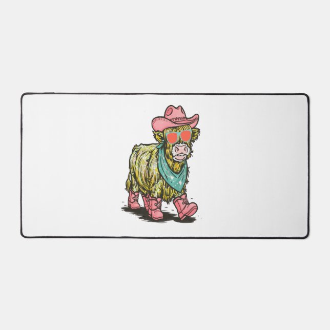 Cute Highland Cow , Western Desk Mat (Front)