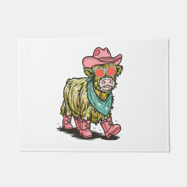 Cute Highland Cow , Western Doormat (Front)