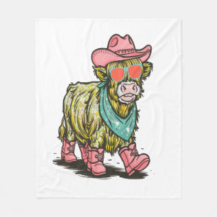 Cute Highland Cow , Western Fleece Blanket