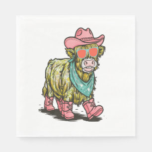 Cute Highland Cow , Western Napkin