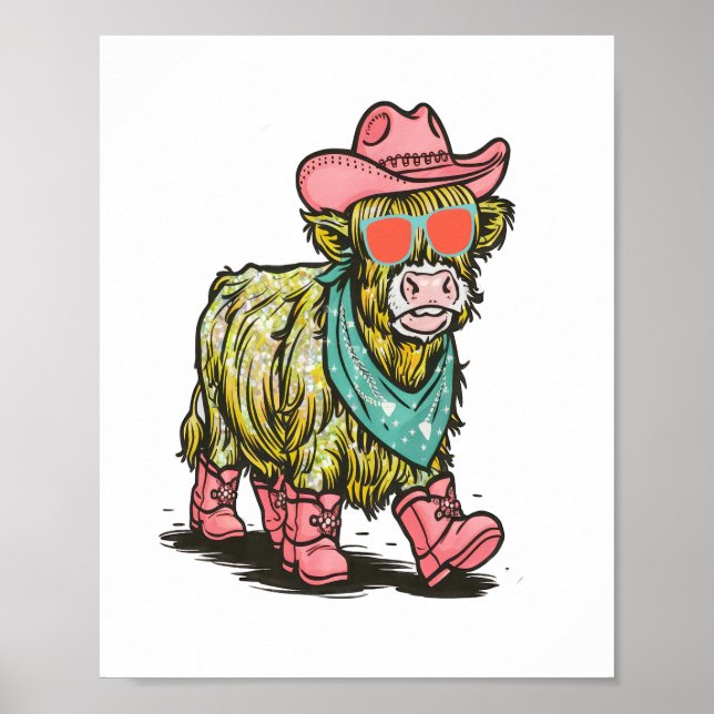 Cute Highland Cow , Western Poster (Front)