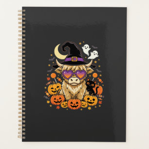 Cute Highland Cow Witch Halloween Pumpkin Party Planner