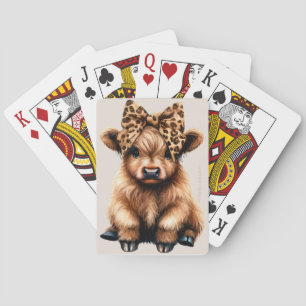 Cute Highland Cow with Bow Playing Cards
