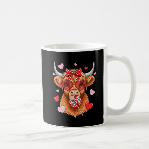Cute Highland Cow with Heart Glasses & Lollipop Coffee Mug
