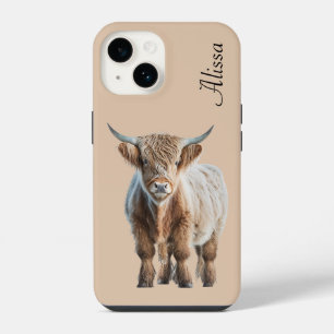 Cute Highland Cow with Name iPhone 14 Case