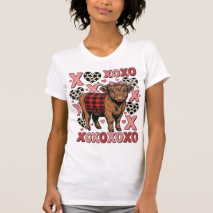 Cute Highland Cow XOXO Valentine Vintage Shirt Des