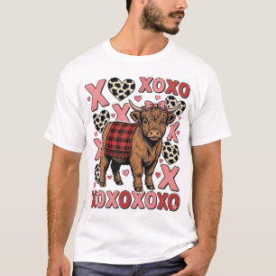Cute Highland Cow XOXO Valentine Vintage Shirt Des