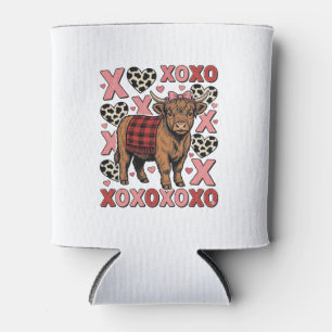 Cute Highland Cow XOXO Valentine Vintage Shirt Des Can Cooler