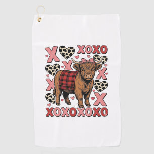 Cute Highland Cow XOXO Valentine Vintage Shirt Des Golf Towel