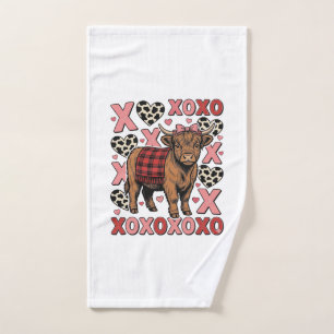 Cute Highland Cow XOXO Valentine Vintage Shirt Des Hand Towel
