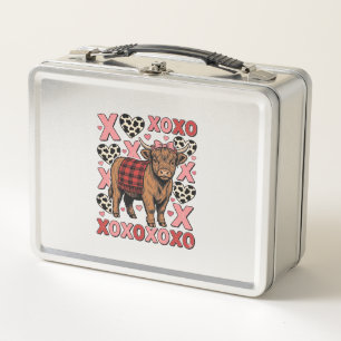 Cute Highland Cow XOXO Valentine Vintage Shirt Des Metal Lunch Box