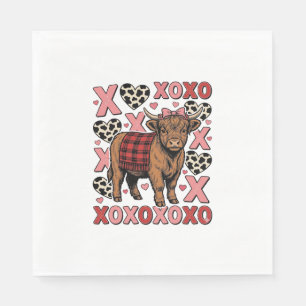 Cute Highland Cow XOXO Valentine Vintage Shirt Des Napkin